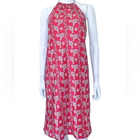 GAP pink paisley silk halter dress. Large - Picture 3 of 10